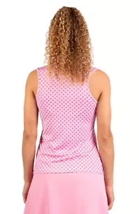 Geo Floral Printed Sleeveless Polo