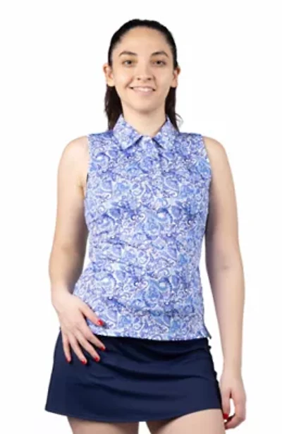 Paisley Printed Sleeveless Polo