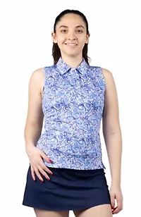 Paisley Printed Sleeveless Polo