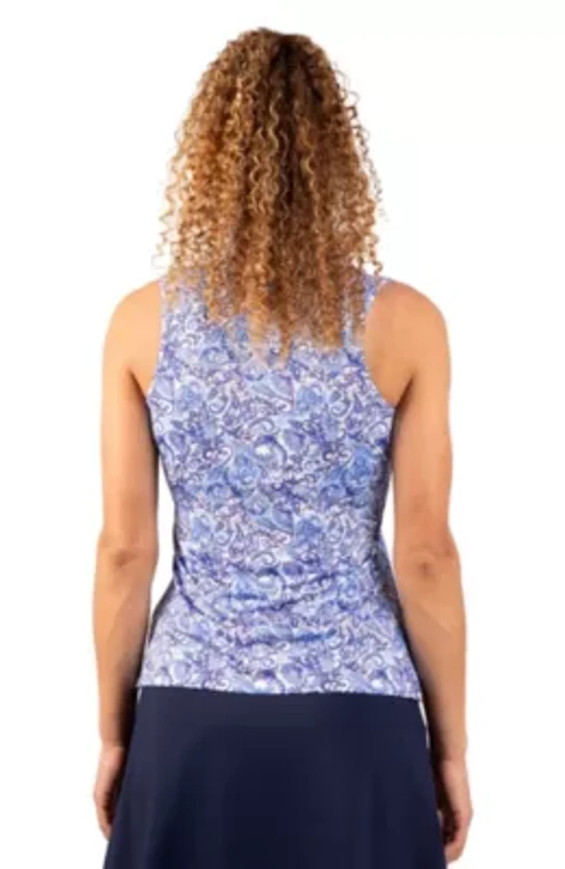 Paisley Printed Sleeveless Polo