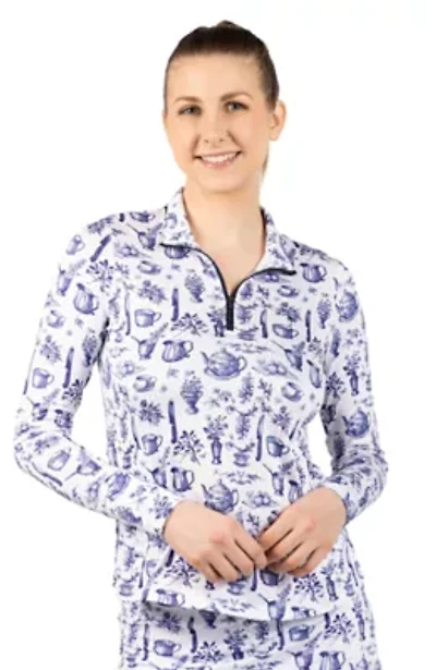 Toile Printed Quarter Zip