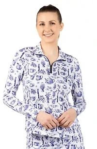 Toile Printed Quarter Zip