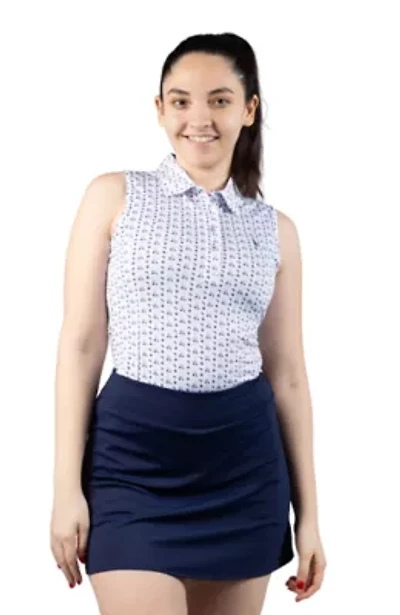 Golf Carts Printed Sleeveless Polo