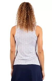 Golf Carts Printed Sleeveless Polo