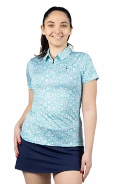 Floral Printed Quarter Zip Polo