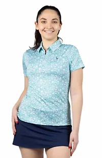 Floral Printed Quarter Zip Polo
