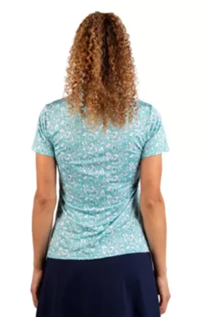 Floral Printed Quarter Zip Polo