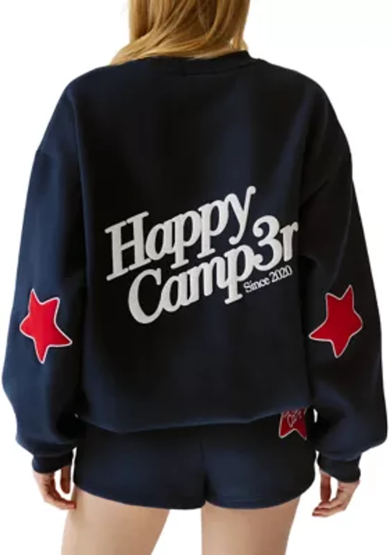 Women's Navy USA Crewneck Sweatshirt