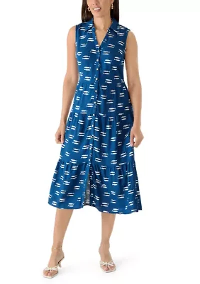 Women's Sleeveless Tiered Midi Shirtdress