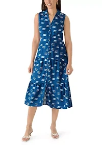 Women's Sleeveless Tiered Midi Shirtdress