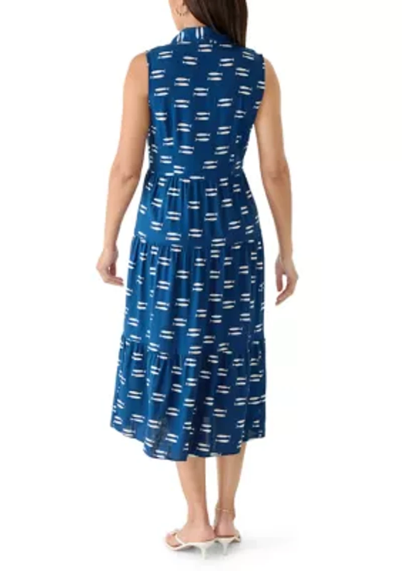 Women's Sleeveless Tiered Midi Shirtdress