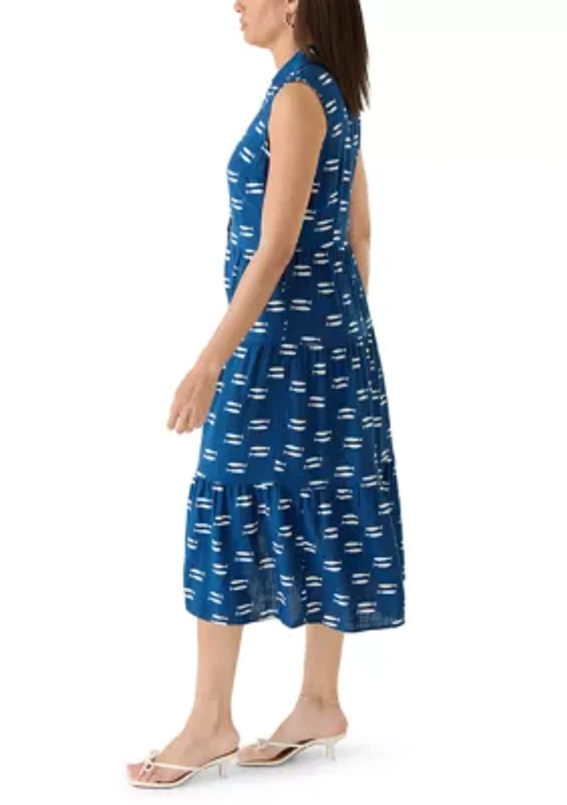 Women's Sleeveless Tiered Midi Shirtdress