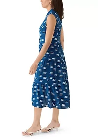 Women's Sleeveless Tiered Midi Shirtdress