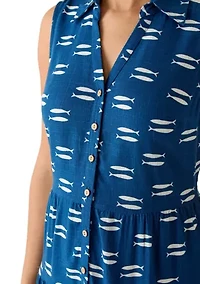 Women's Sleeveless Tiered Midi Shirtdress