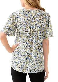 Women's Printed Flutter Sleeve Top