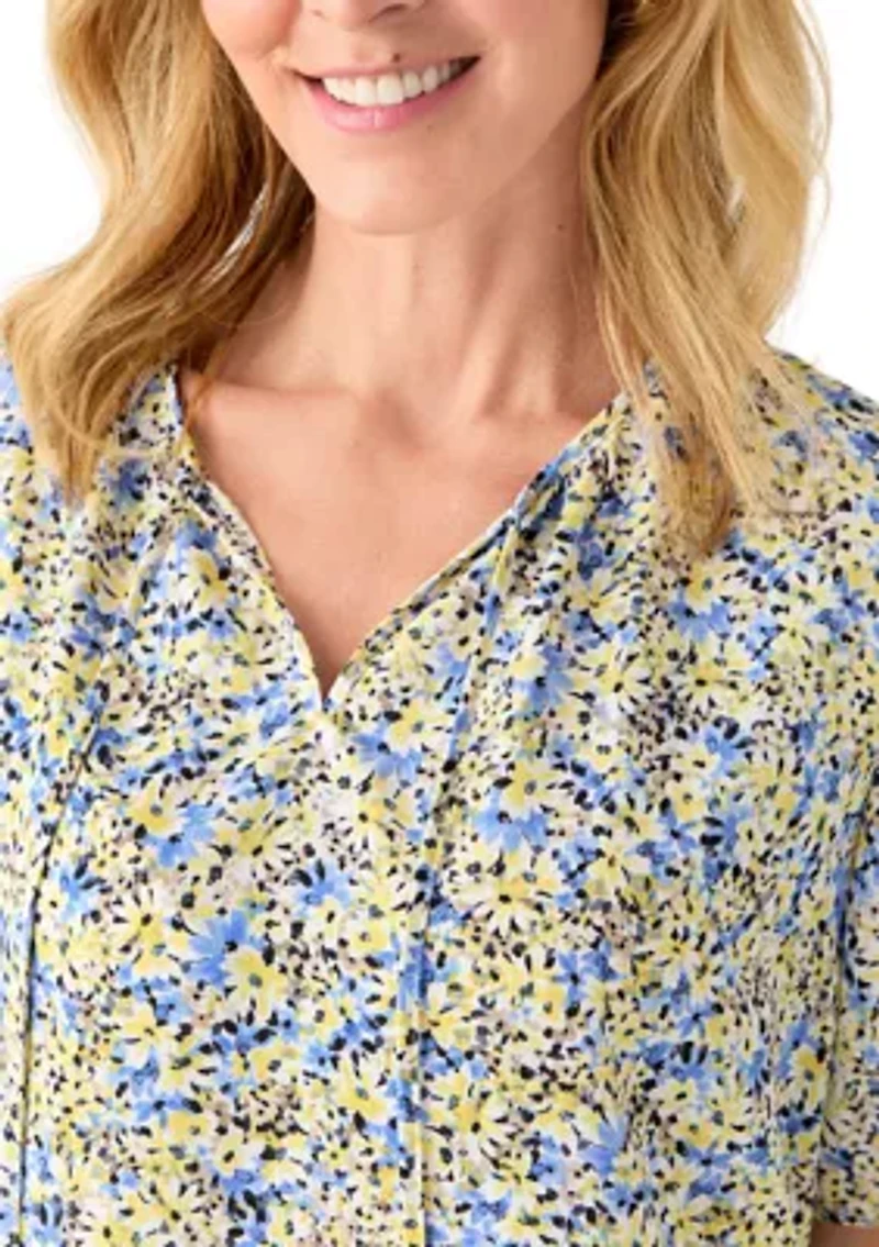 Women's Printed Flutter Sleeve Top