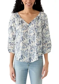 Women's 3/4 Sleeve Print Top