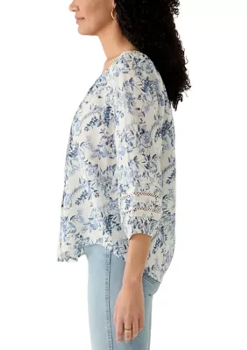 Women's 3/4 Sleeve Print Top