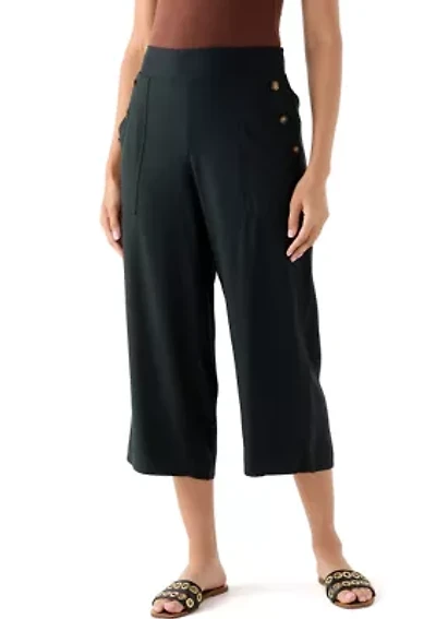 Women's Side Button Capri Pants