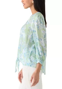 Women's Three-Quarter V-Neck Tie Front Top