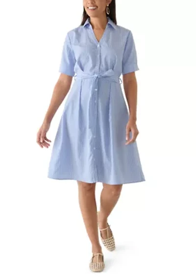 Women's Elbow Sleeve Striped Midi Dress