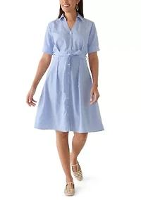 Women's Elbow Sleeve Striped Midi Dress