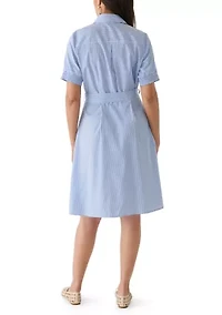 Women's Elbow Sleeve Striped Midi Dress