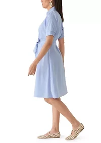 Women's Elbow Sleeve Striped Midi Dress