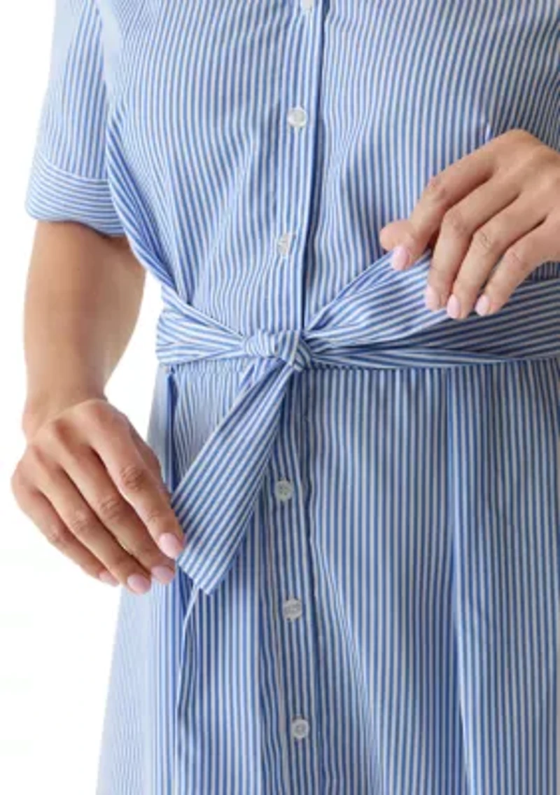 Women's Elbow Sleeve Striped Midi Dress