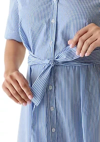 Women's Elbow Sleeve Striped Midi Dress