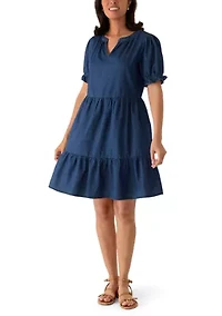 Women's Denim Popover Mini Dress