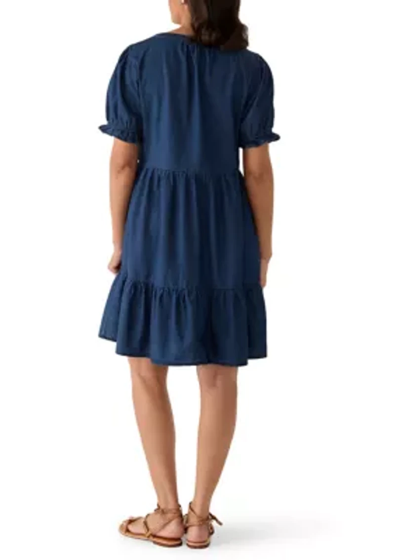 Women's Denim Popover Mini Dress
