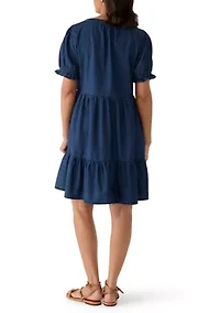 Women's Denim Popover Mini Dress