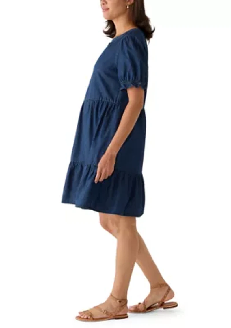 Women's Denim Popover Mini Dress