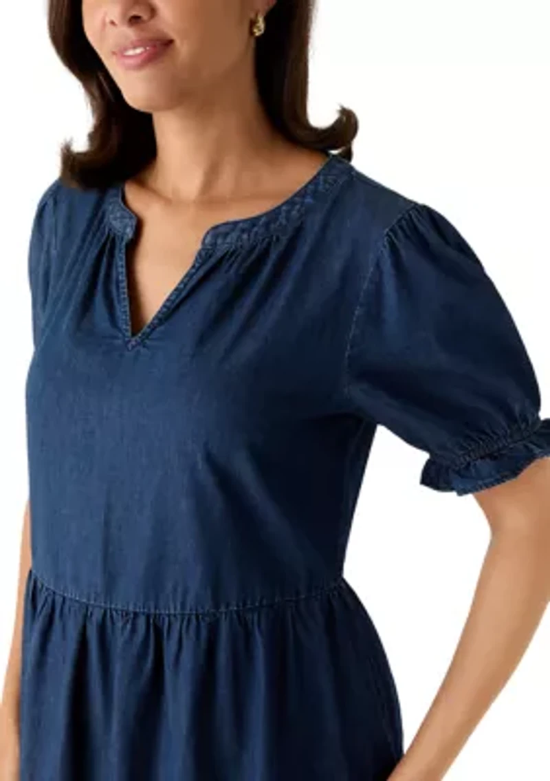 Women's Denim Popover Mini Dress