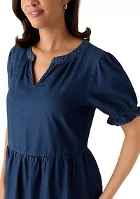 Women's Denim Popover Mini Dress