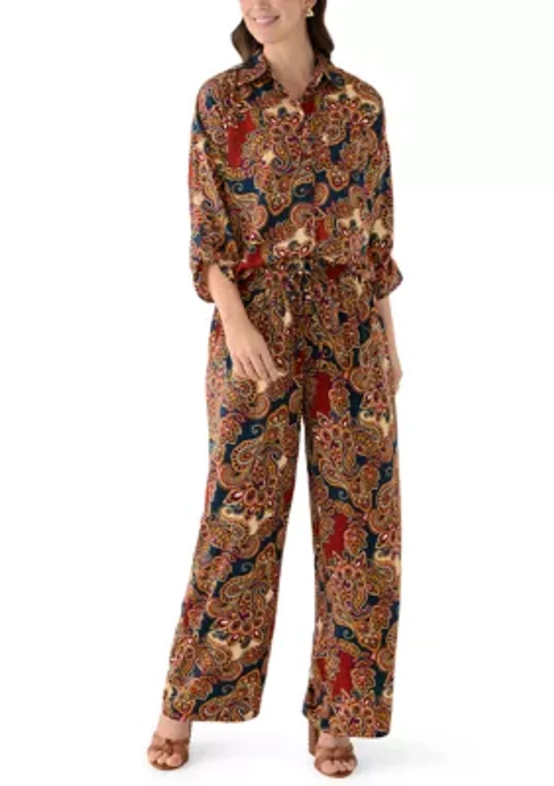 Women's Wide Leg Printed Pants