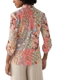 Women's Long Sleeve Printed Button Down Shirt