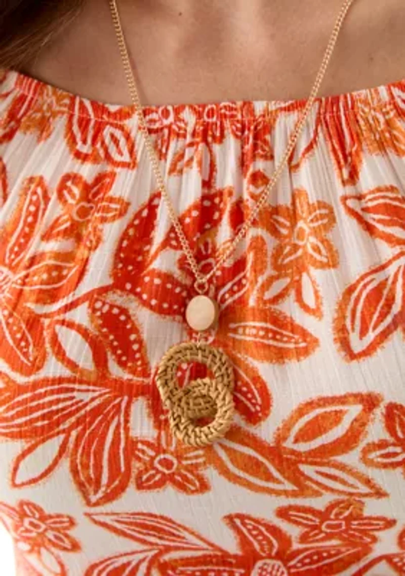 Women's Short Sleeve Printed Blouse with Trim