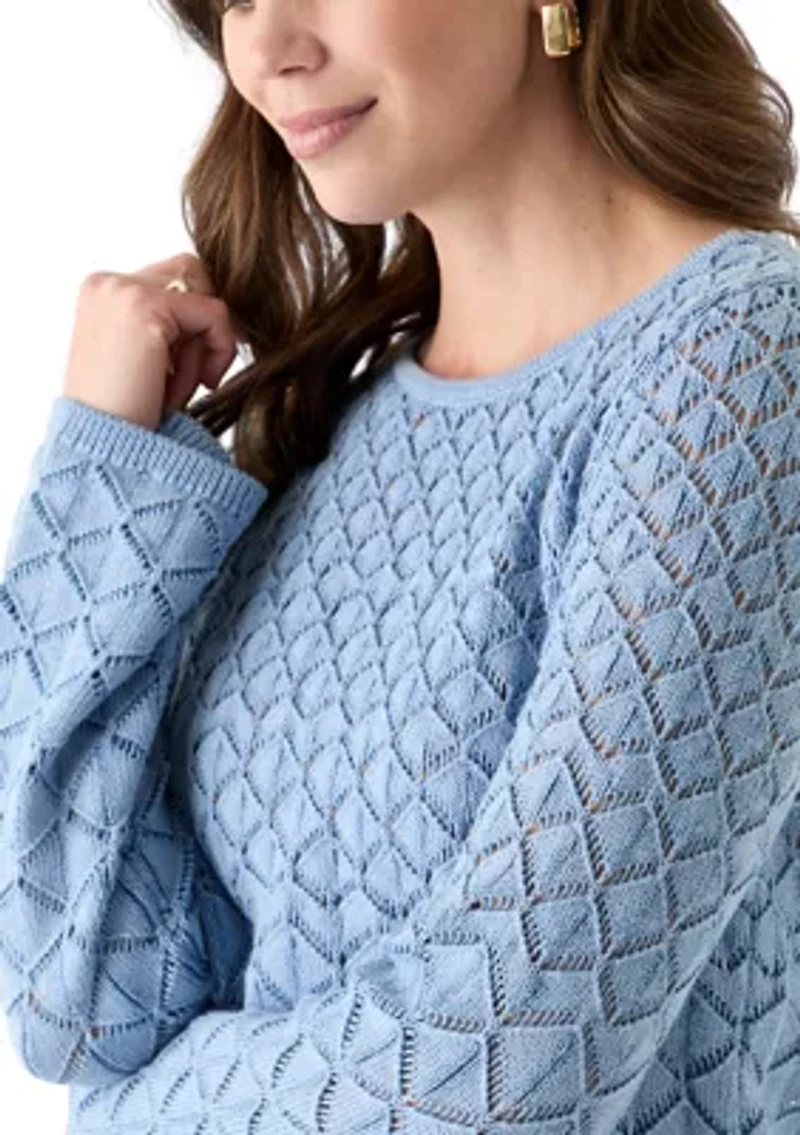 Women's Long Sleeve Crochet Sweater