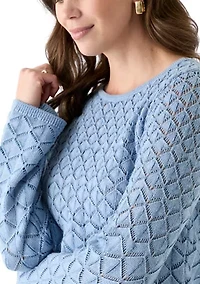 Women's Long Sleeve Crochet Sweater