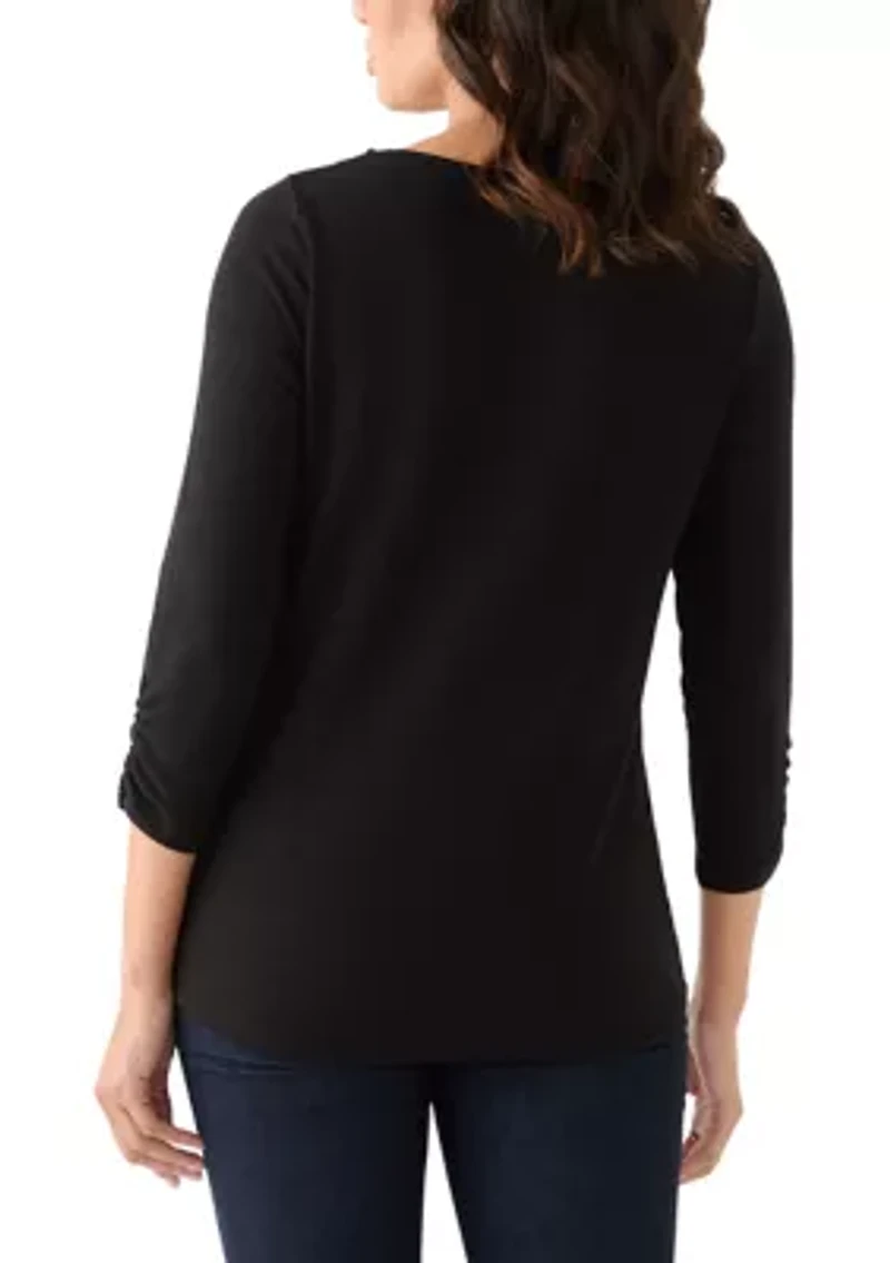 Women's Long Sleeve Embroidered Knit Top