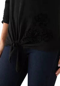 Women's Long Sleeve Embroidered Knit Top