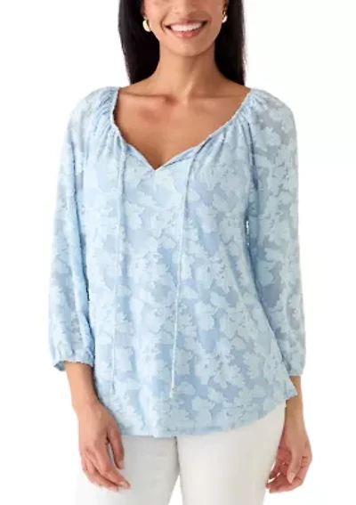 Women's Scoop Neck Burnout Top