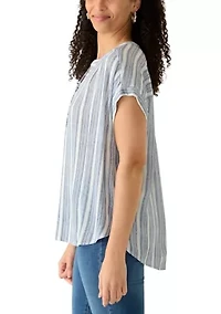 Women's Short Sleeve Popover Striped Top