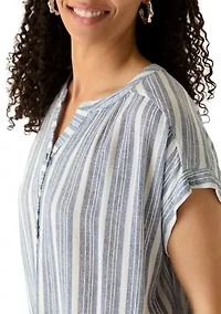 Women's Short Sleeve Popover Striped Top