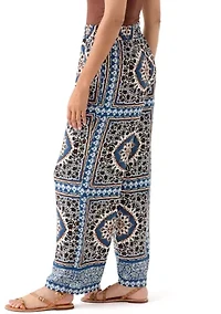 Women's Printed Wide Leg Drawstring Pants