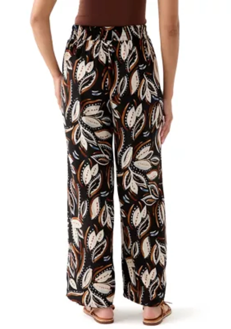 Women's Printed Wide Leg Drawstring Pants