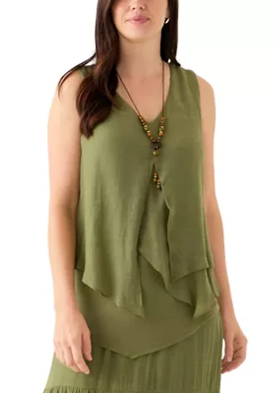 Women's Sleeveless Knit Overlay Top