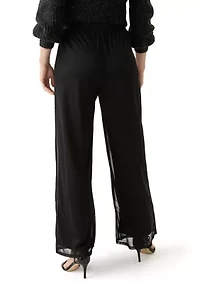 Women's Mesh Overlay Wide Leg Pants